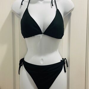 OP Classic black string bikini. Padded. Sz L. Barely worn!